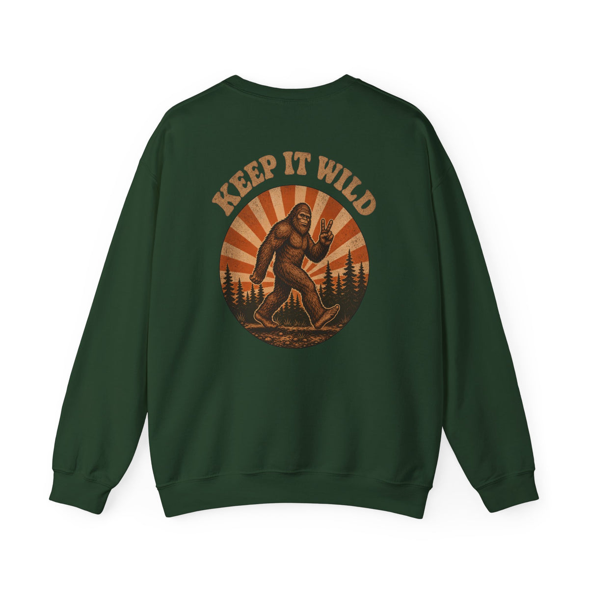 Keep It Wild Bigfoot Sweatshirt, Retro Sasquatch Sunset Graphic Tee, Outdoor Camping Nature Lover Gift, Unisex Crewneck Pullover