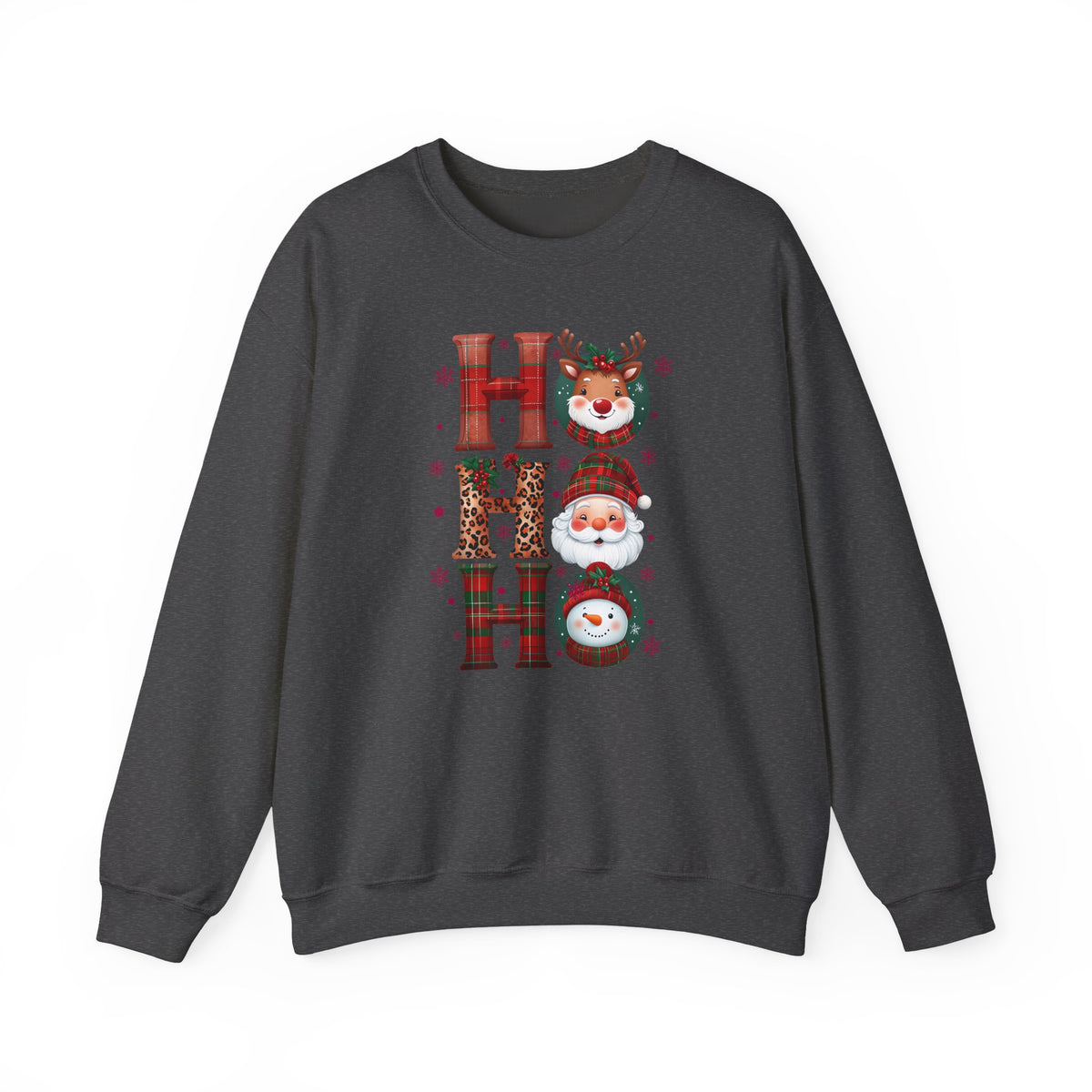 HOHOHO Christmas Characters Sweatshirt | Santa Reindeer Snowman Holiday Crewneck