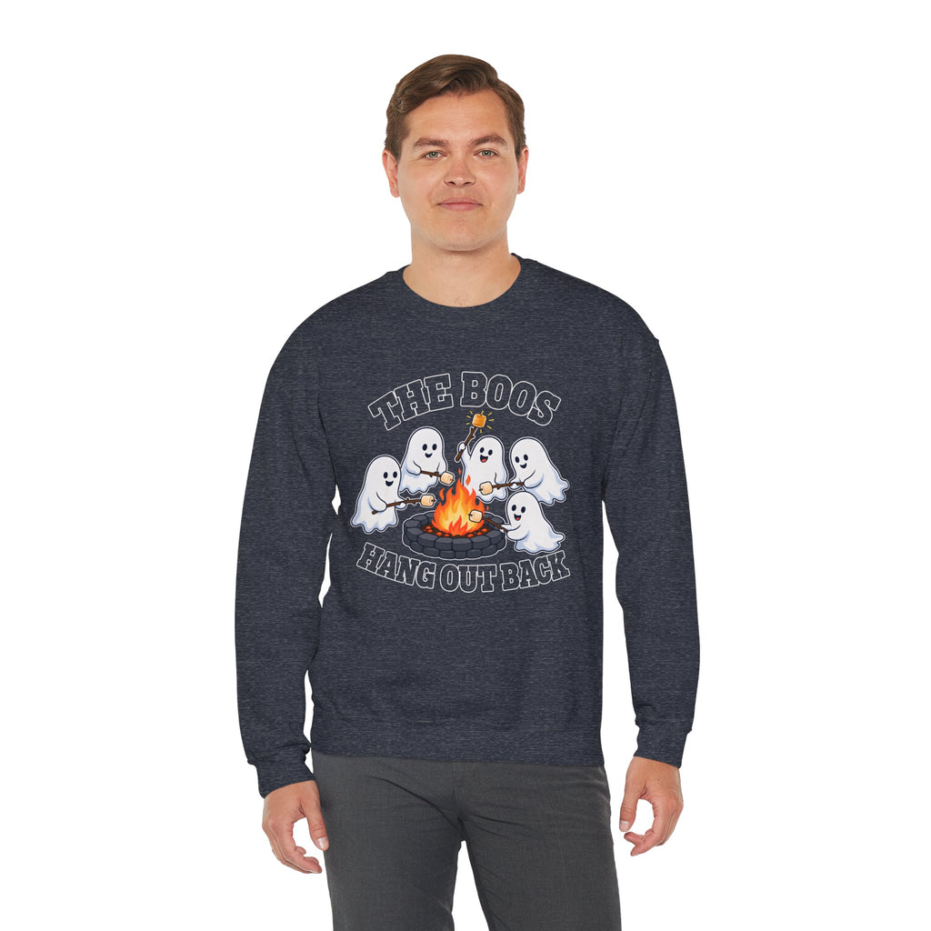 The Boos Hang Out Back Sweatshirt, Funny Halloween Ghost Campfire Shirt, Cute Ghost Bonfire Crewneck, Spooky Fall Sweater, Halloween Gift