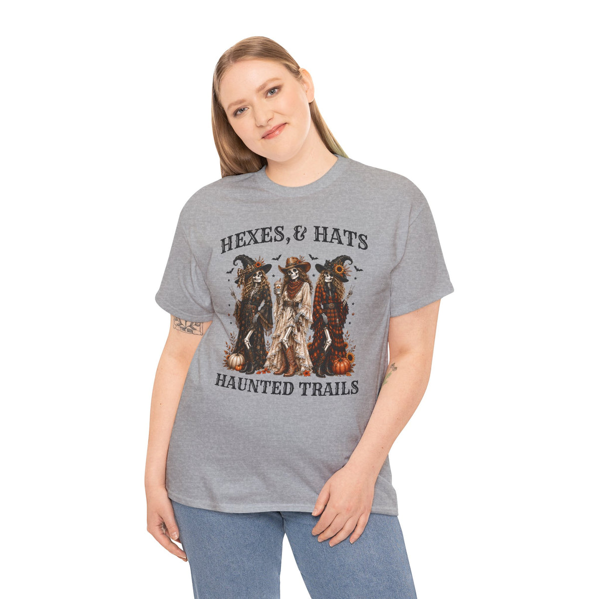 Hexes & Hats Haunted Trails Shirt, Western Halloween Tee, Cowboy Witch T-Shirt, Spooky Season Shirt, Rodeo Halloween Graphic Tee Gift
