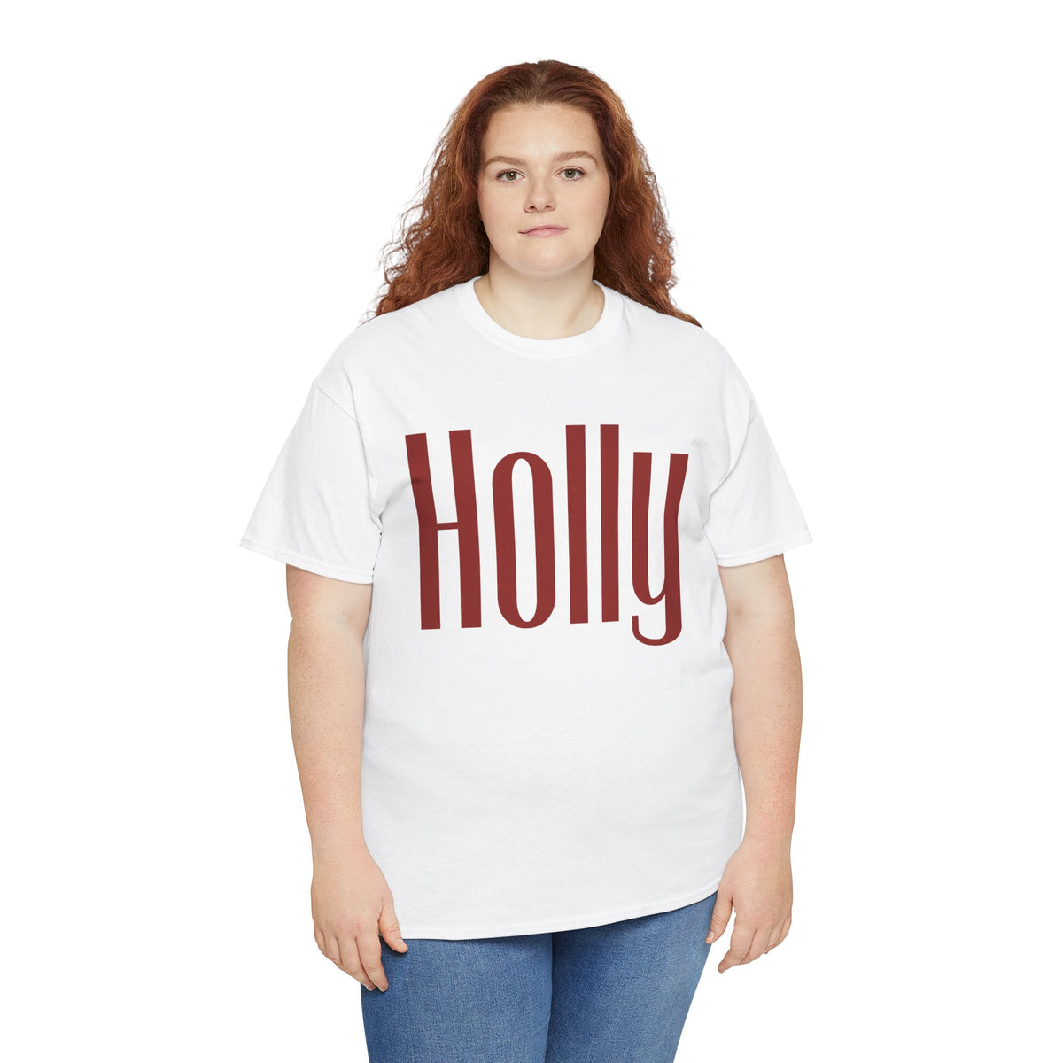 Holly Christmas Gildan TShirt, Red Holly Crewneck, Retro Holiday Top, Girl Christmas Shirt, Cozy Winter Crew Neck, Xmas Gift for Her