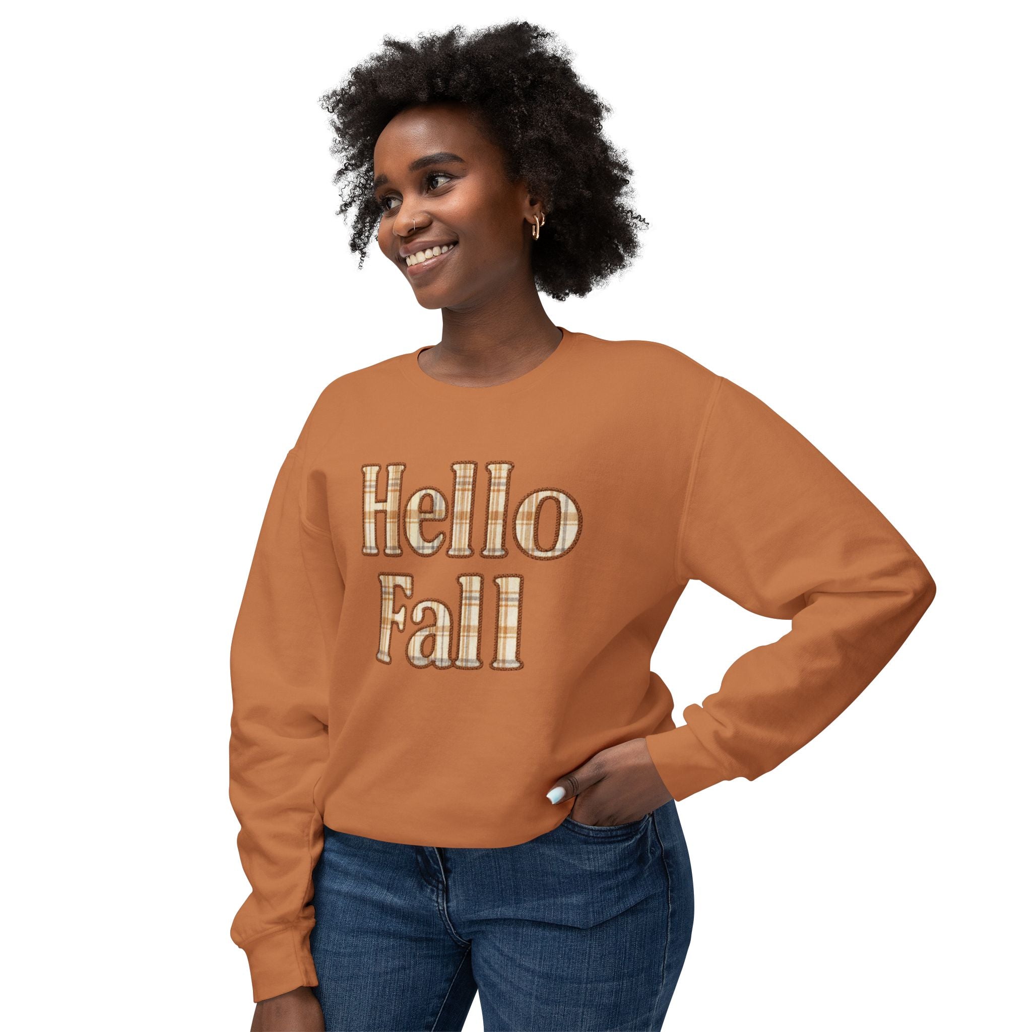 Hello Fall Plaid Design | Faux Embroidery Appliqué Fall Shirt Design