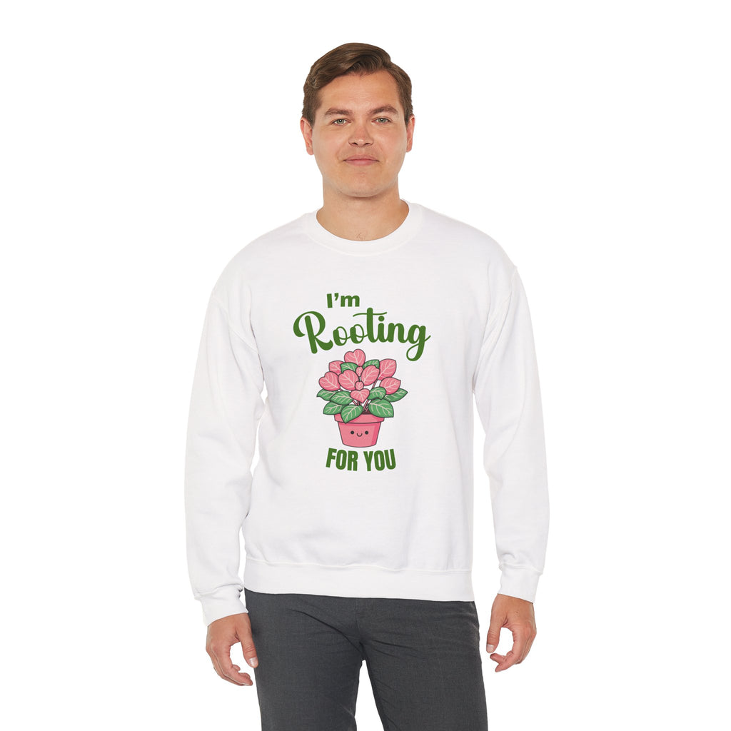 I'm Rooting For You Sweatshirt, Cute Plant Pun Crewneck, Encouragement Gift, Pink Heart Flower Shirt, Plant Lover Gift, Sand Sweatshirt