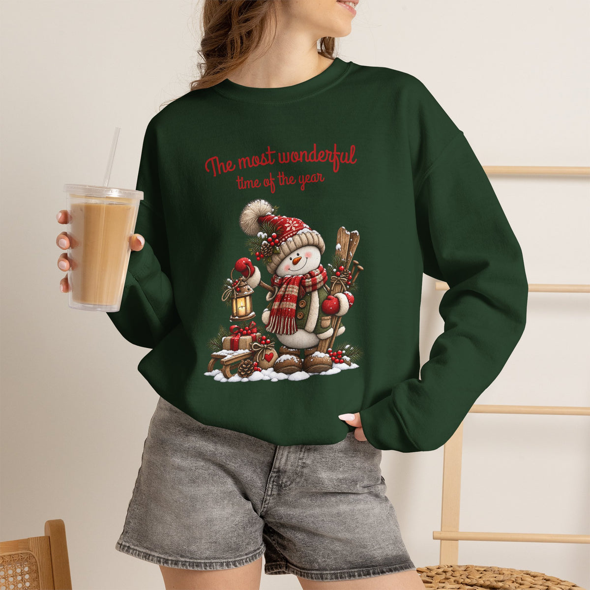Most Wonderful Time of the Year Sweatshirt, Snowman Christmas Shirt, Vintage Holiday Crewneck, Cute Winter Snowman Tee, Christmas Gift Shirt