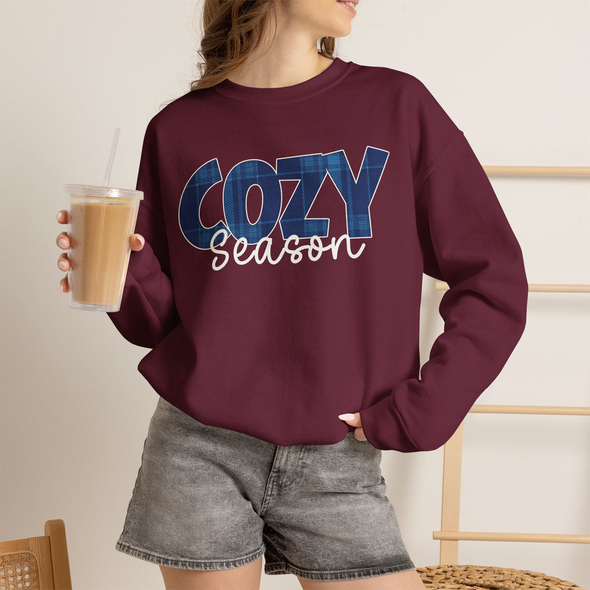 Cozy Season Sweatshirt, Plaid Cozy Season Shirt, Fall Sweatshirt, Cozy Season Crewneck, Autumn Sweatshirt, Fall Plaid Shirt, Fall Gift