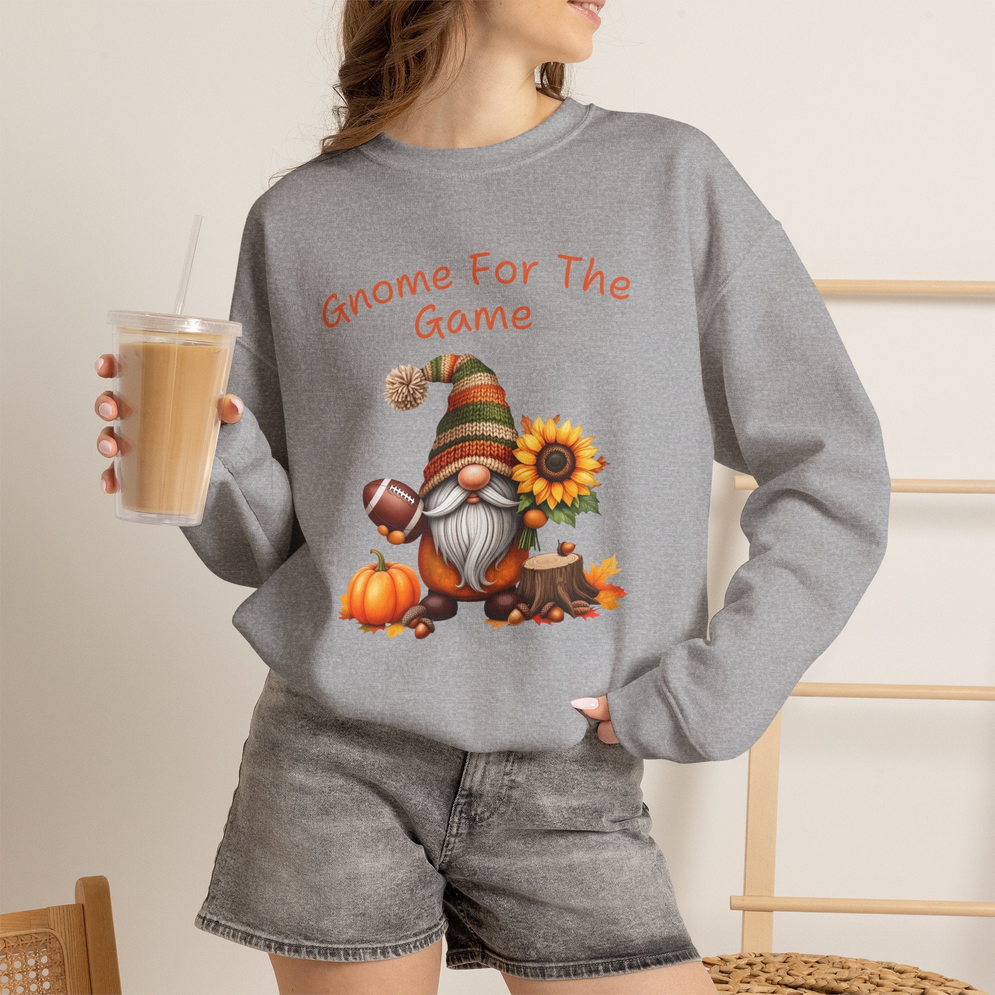 Gnome For The Game Sweatshirt, Football Gnome Fall Crewneck, Autumn Pumpkin Sunflower Shirt, Game Day Sweater, Fall Football Season Gift