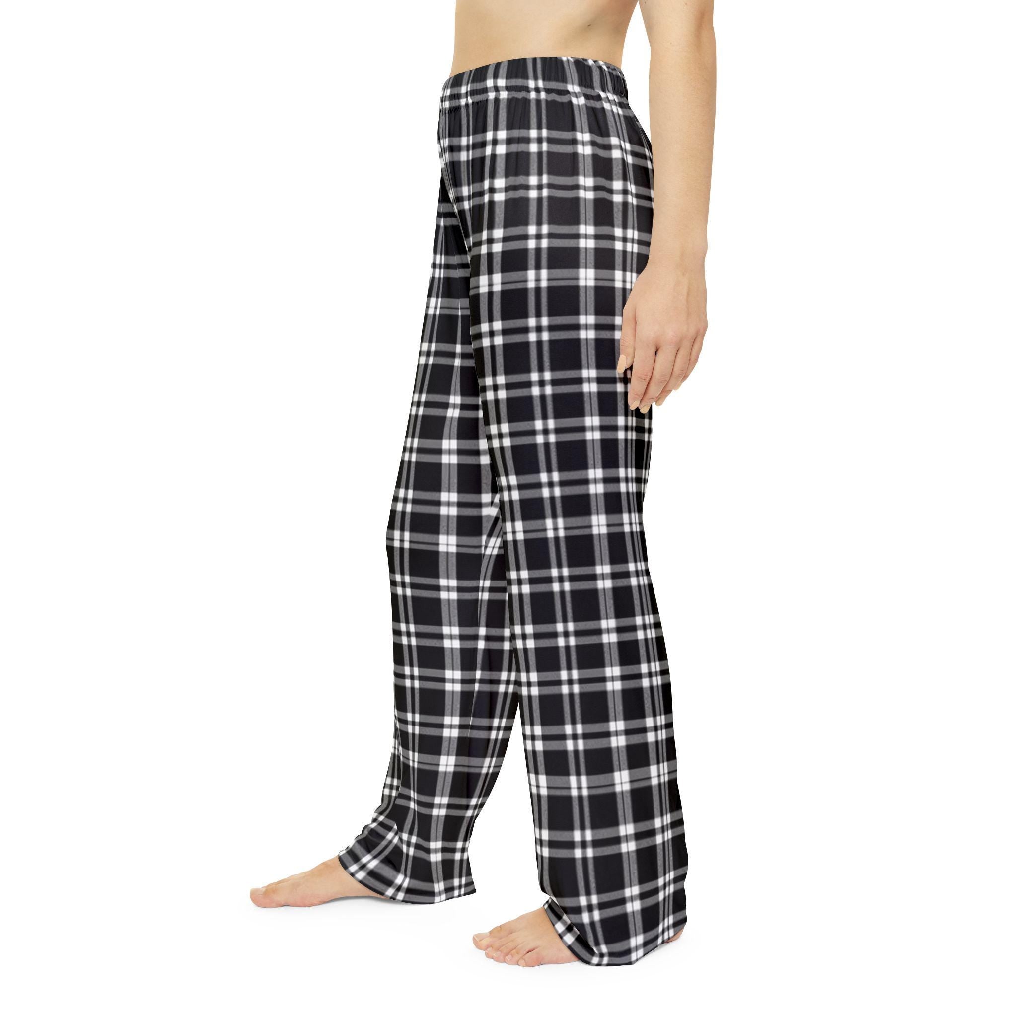 Plaid Women's Pajama Pants, Cozy Polyester Sleepwear Loungewear