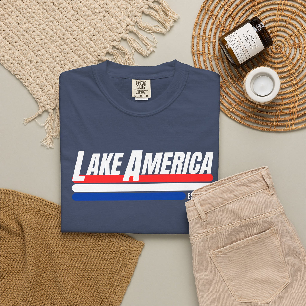 Lake America Shirt, Patriotic Lake Life Tee, 4th of July Shirt, American Flag Lake Shirt, Summer Lake Tee, Boating Shirt, Unisex T-Shirt