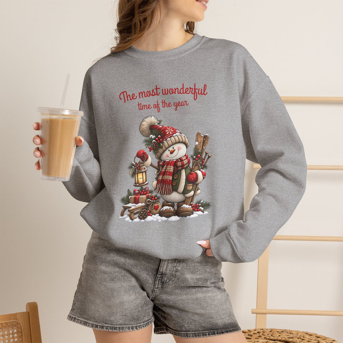 Most Wonderful Time of the Year Sweatshirt, Snowman Christmas Shirt, Vintage Holiday Crewneck, Cute Winter Snowman Tee, Christmas Gift Shirt