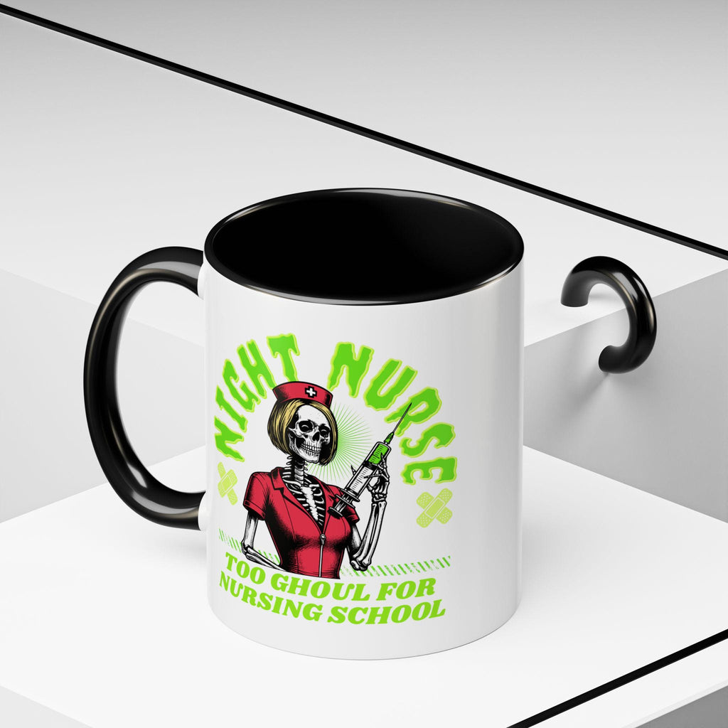 Night Nurse Skull Nurse Mug | Too Ghoul For Nursing School Accent Coffee Mug, Funny Medical Mug, Nurse Graphic Spooky Horror Mug, Gift Mug