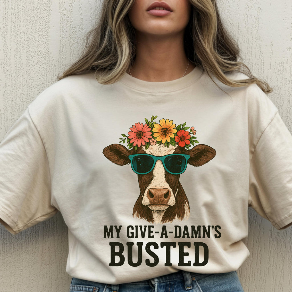 Busted Give-a-Damn Cow Graphic T-Shirt, Unisex Vintage Tee