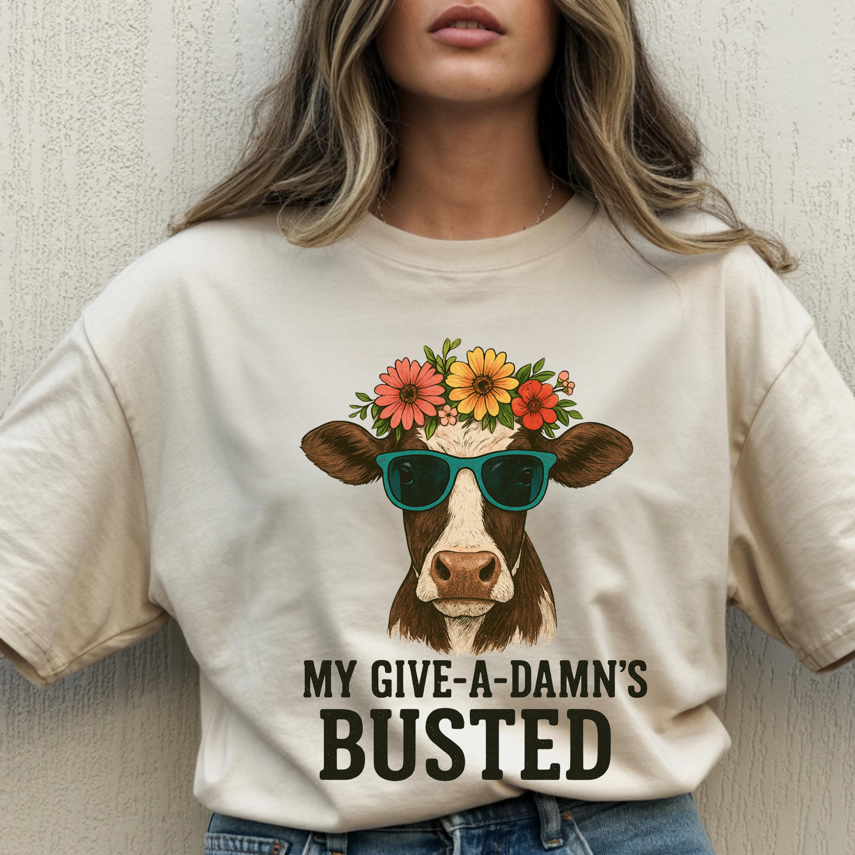 Busted Give-a-Damn Cow Graphic T-Shirt, Unisex Vintage Tee