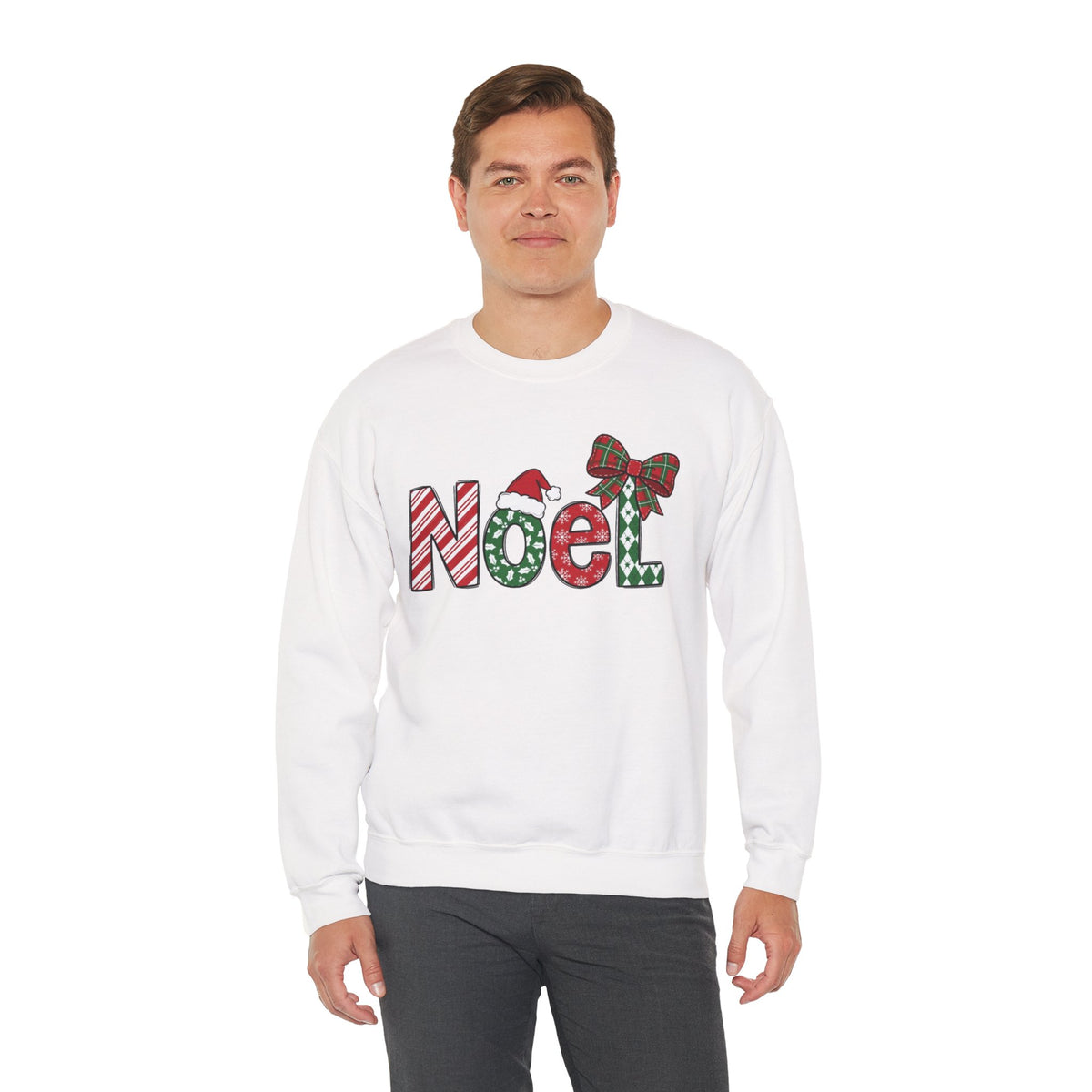 Noel Christmas Sweatshirt, Retro Christmas Sweatshirt, Noel Sweater, Christmas Bow Sweatshirt, Plaid Santa Hat Shirt, Holiday Gift for Her