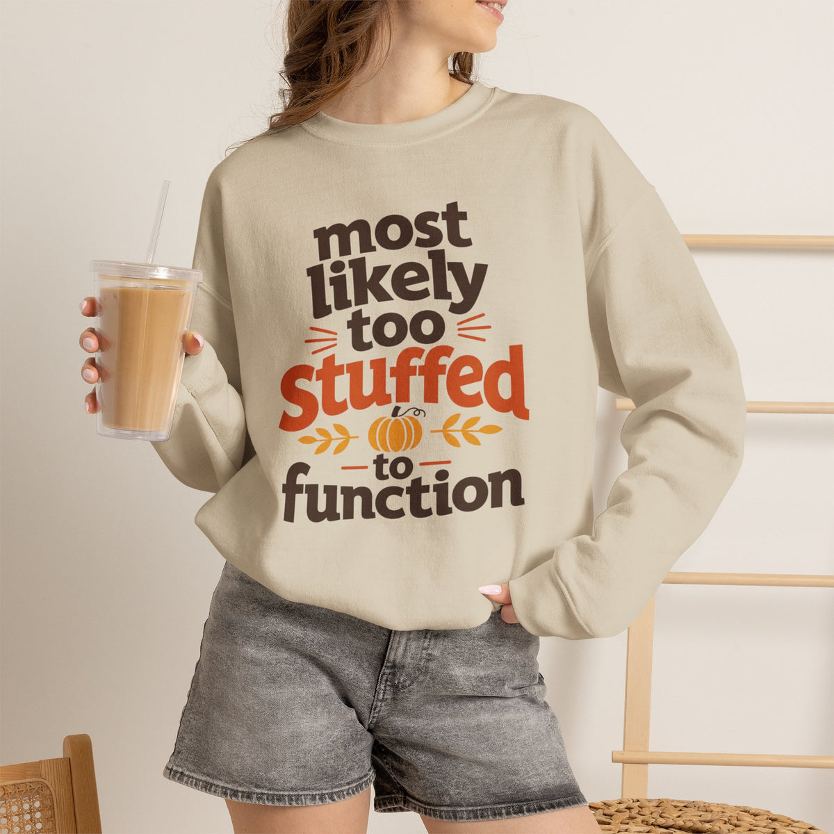Most Likely To Be Stuffed To Function Sweatshirt, Funny Thanksgiving Shirt, Family Matching Turkey Day Sweater, Fall Food Coma Sweatshirt