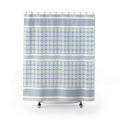 Moroccan Tile Shower Curtain, Blue Yellow Geometric Bathroom Decor, Mediterranean Boho Bath, Blue Mosaic Print, Farmhouse Bathroom