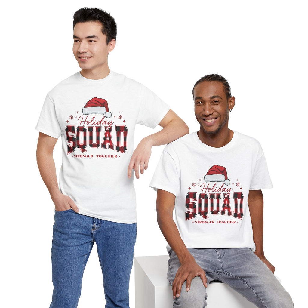 Holiday Squad Christmas Shirt | Stronger Together Tee | Santa Hat Varsity Design | Matching Family Xmas T-Shirt | Group Holiday Gift