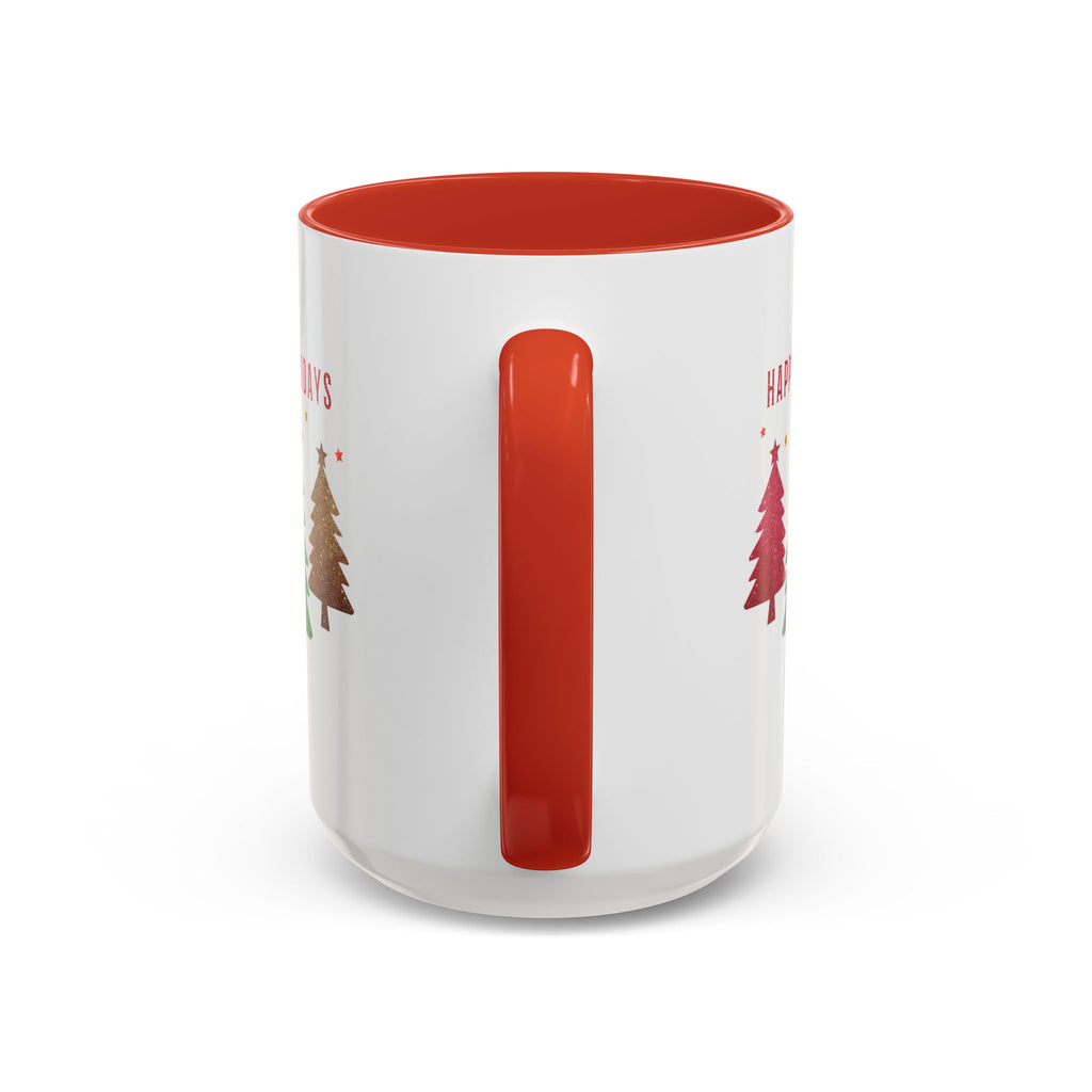 Happy Holidays Christmas Trees Mug | Accent Coffee Mug 11oz 15oz, Gift, Work Mug, Holiday Gathering