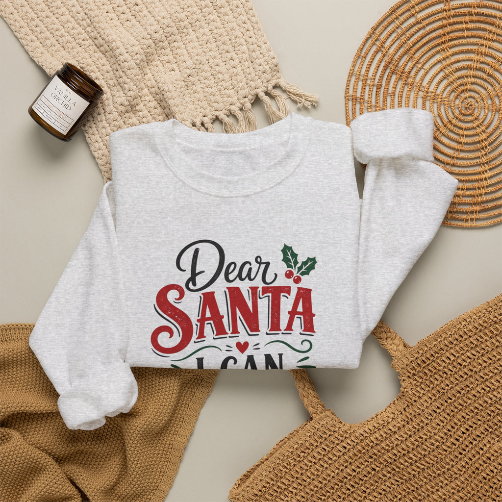 Dear Santa I Can Explain Sweatshirt, Funny Coffee Lover Christmas Shirt, Cute Holiday Crewneck, Sarcastic Xmas Coffee Gift for Her Women