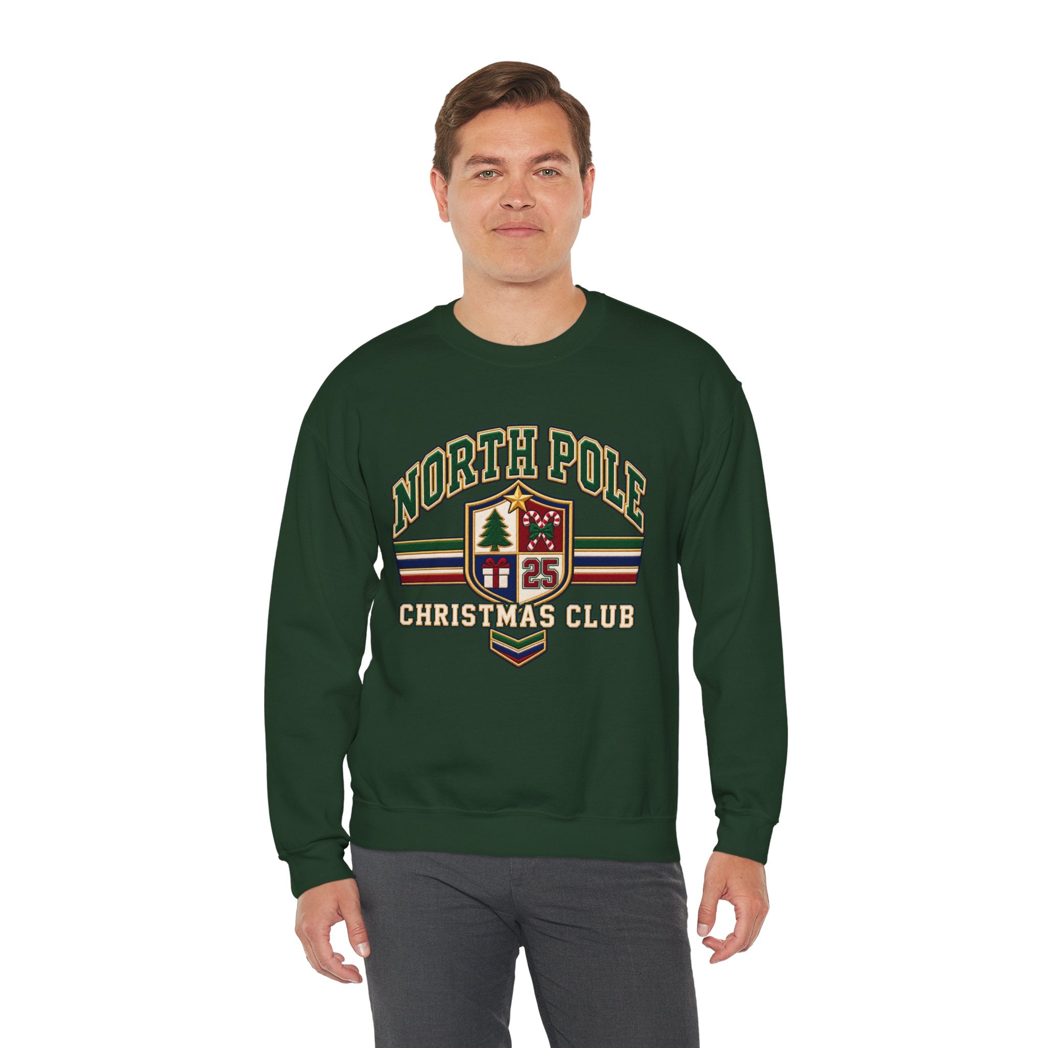 North Pole Christmas Club Sweatshirt, Retro Varsity Christmas Sweatshirt, Vintage Christmas Crewneck, Family Christmas Shirt, Xmas Gift