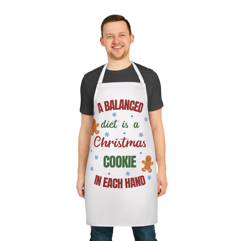 Funny Christmas Apron A Balanced Diet is a Cookie in Each Hand Gingerbread Kitchen Apron Holiday Baking Gift for Dad, Mom Cook, Men or Women