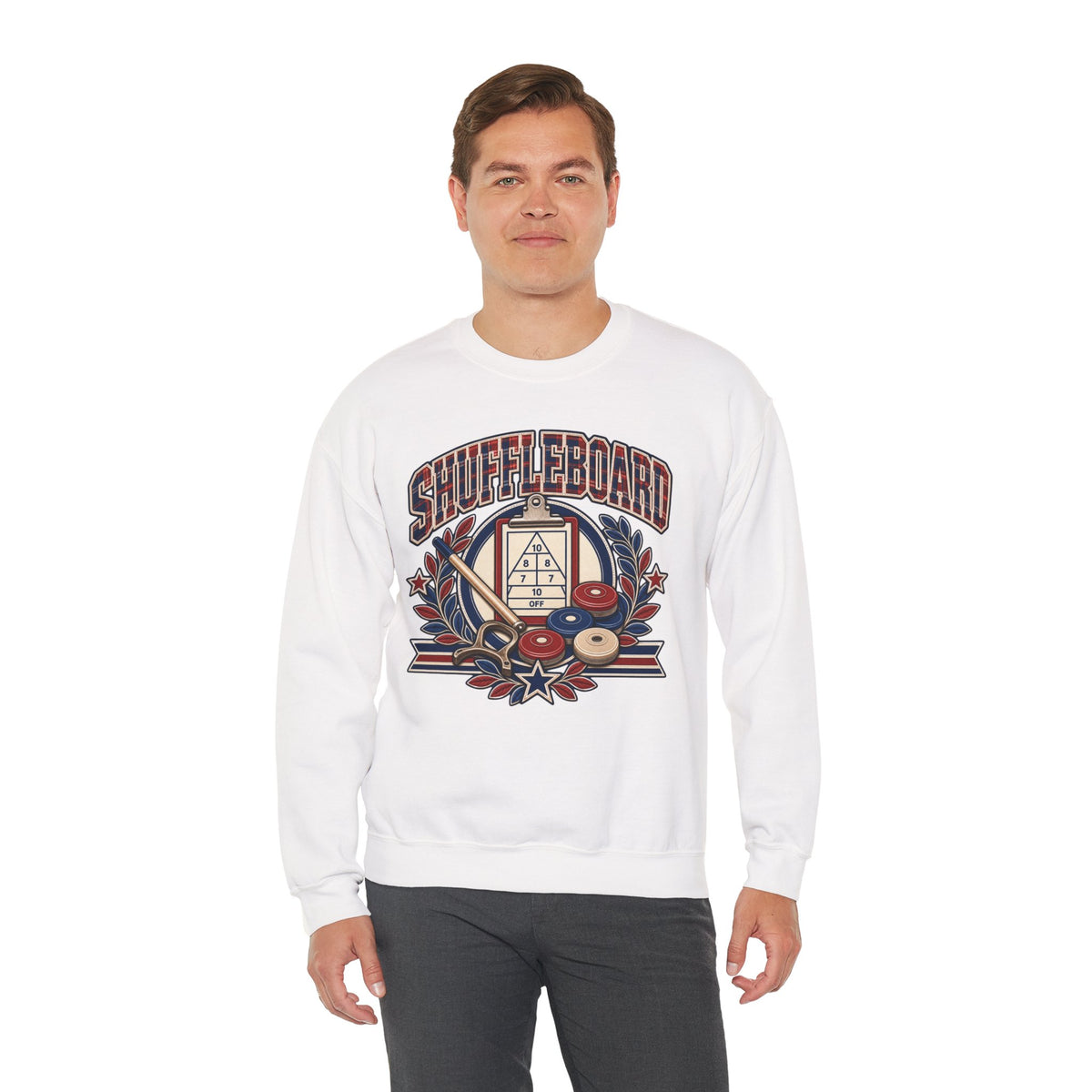 Vintage Shuffleboard Sweatshirt, Retro Americana Crewneck, Shuffleboard Player Gift, Beach Game Pullover, Patriotic Sports Shirt Unisex