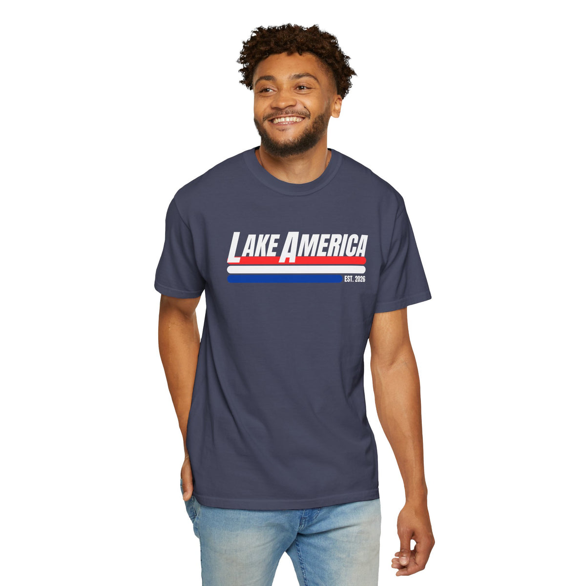 Lake America Shirt, Patriotic Lake Life Tee, 4th of July Shirt, American Flag Lake Shirt, Summer Lake Tee, Boating Shirt, Unisex T-Shirt