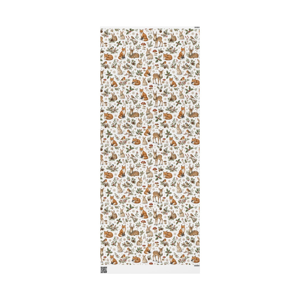 Woodland Deer and Pinecones Wrapping Paper | Holiday Gift Wrap Roll