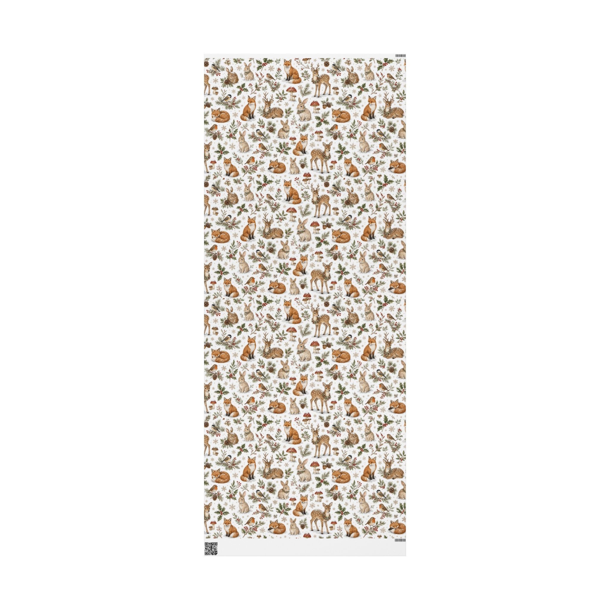 Woodland Deer and Pinecones Wrapping Paper | Holiday Gift Wrap Roll