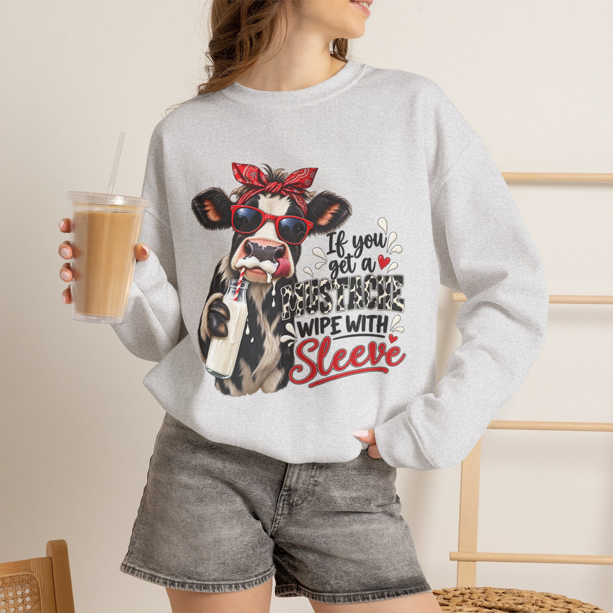 Funny Cow, Humor Cow Sweatshirt, Farm Animal Crewneck, Cute Cow Graphic Sweater, Country Western Gift, Cow Lover, Funny Cow Graphic Girl Top