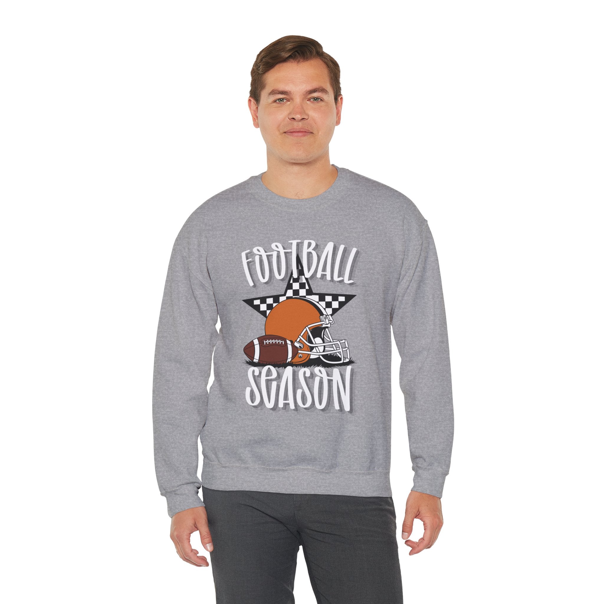 Football Season Sweatshirt, Football Helmet Shirt, Game Day Sweatshirt, Football Mom Shirt, Checkered Star Football Tee, Fall Sports Gift