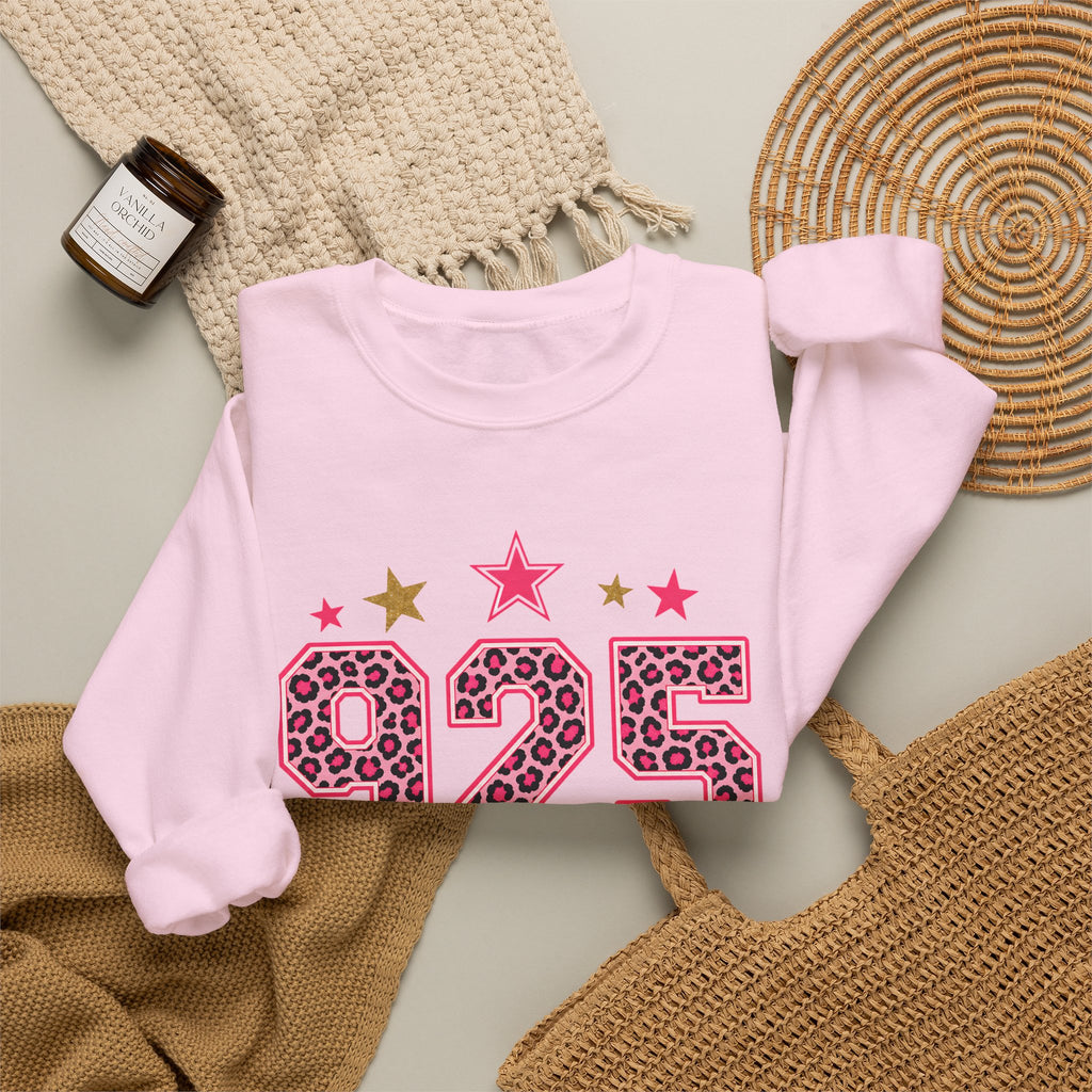 925 Leopard Star Top, Pink Gold Number Sweatshirt, Cheetah Print Birthday Shirt, Trendy Graphic Tee, Western Star Shirt, Custom Number Shirt
