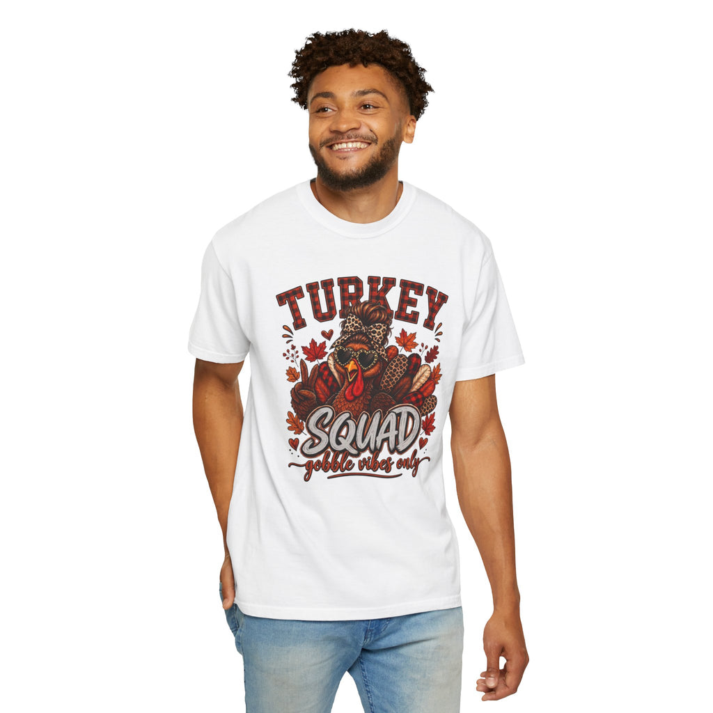 Comfort Colors Turkey Squad T-Shirt, Funny Thanksgiving Shirt, Turkey With Sunglasses T-Shirt, Fall Autumn T-Shirt, Thanksgiving Gift