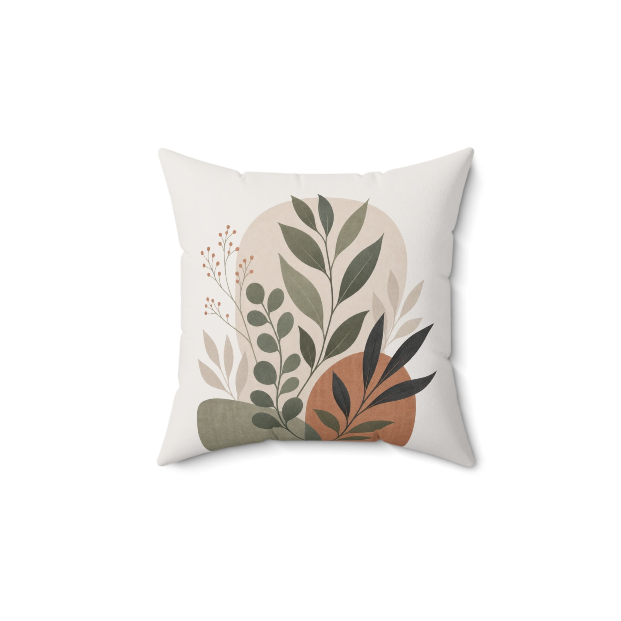 Boho Botanical Throw Pillow Cover, Sage Green Terracotta Floral Leaf Pillow Case, Mid Century Modern Plant Decor, Cottagecore Sofa Cushion