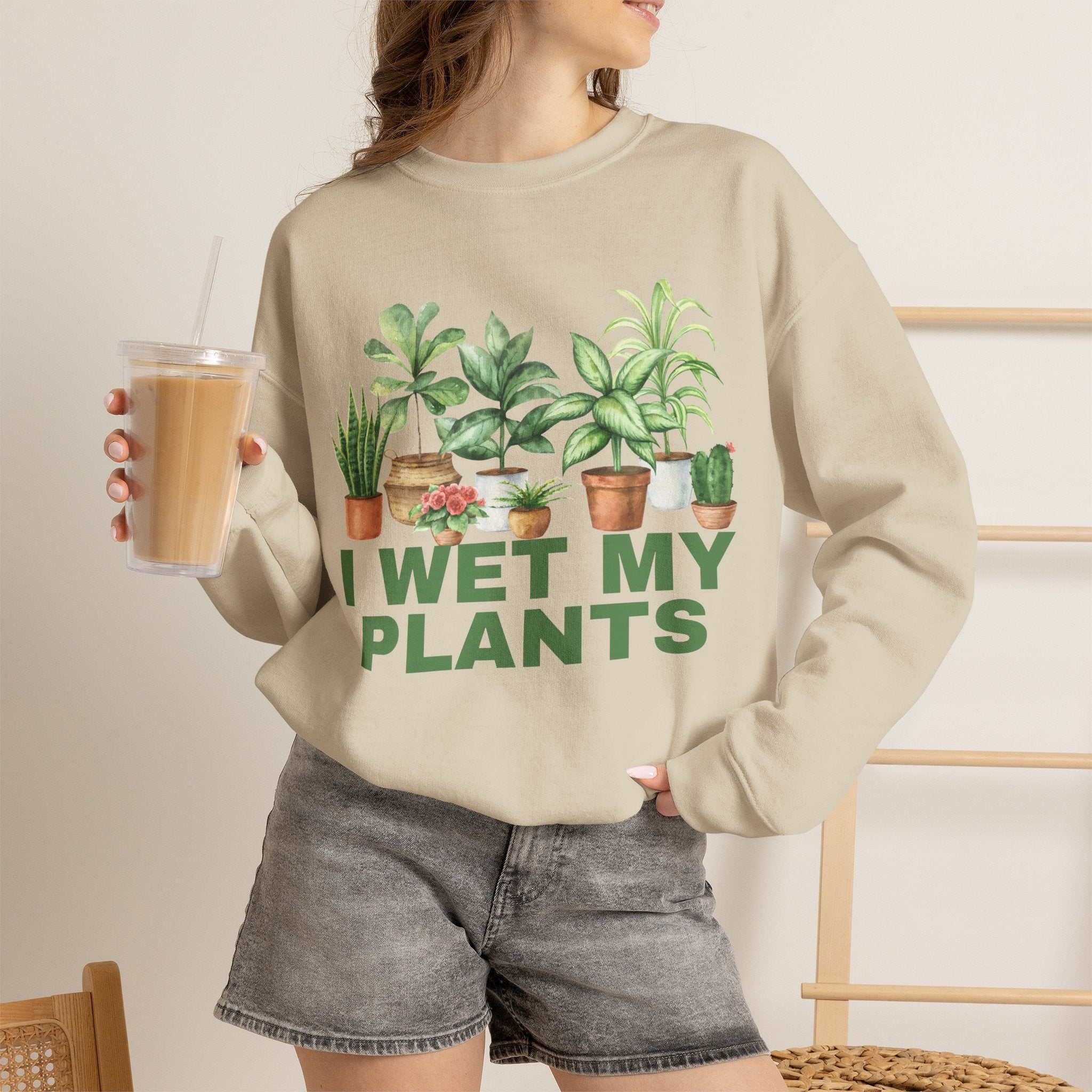 I Wet My Plants Sweatshirt, Funny Plant Lady Crewneck, Plant Mom Gift, Watercolor Houseplant Shirt, Cottagecore Sweatshirt for Her