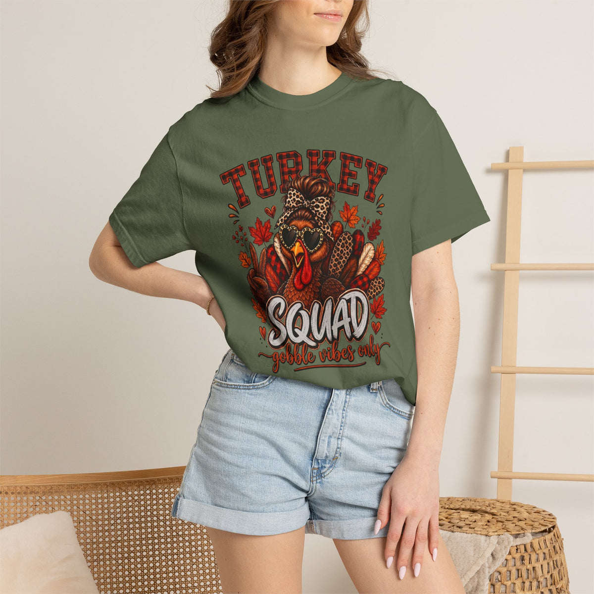 Comfort Colors Turkey Squad T-Shirt, Funny Thanksgiving Shirt, Turkey With Sunglasses T-Shirt, Fall Autumn T-Shirt, Thanksgiving Gift