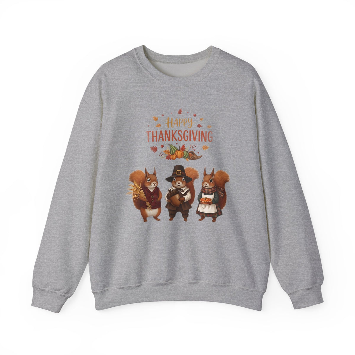 Thanksgiving Squirrel Sweatshirt, Cozy Fall Apparel, Holiday Gift, Unisex Crewneck, Cute Thanksgiving Outfit, Fall Vibes