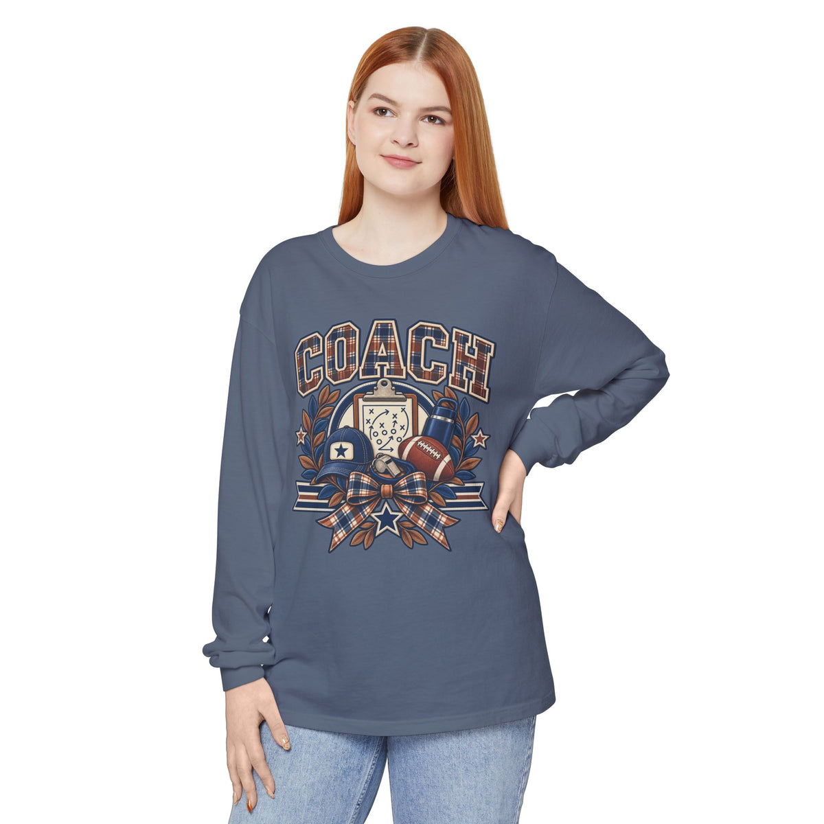 Coach Playbook Football Helmet Long Sleeve Shirt | Vintage Sports Graphic