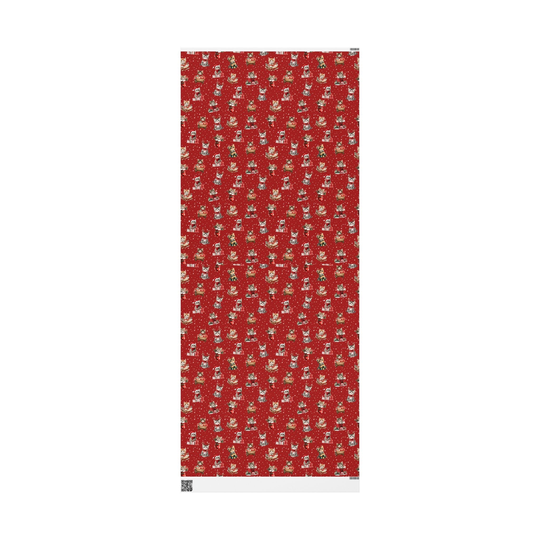 Christmas Cat Wrapping Paper, Red Kitten Gift Wrap, Cute Cat Lover Holiday Wrap, Vintage Christmas Kitty Wrapping Paper