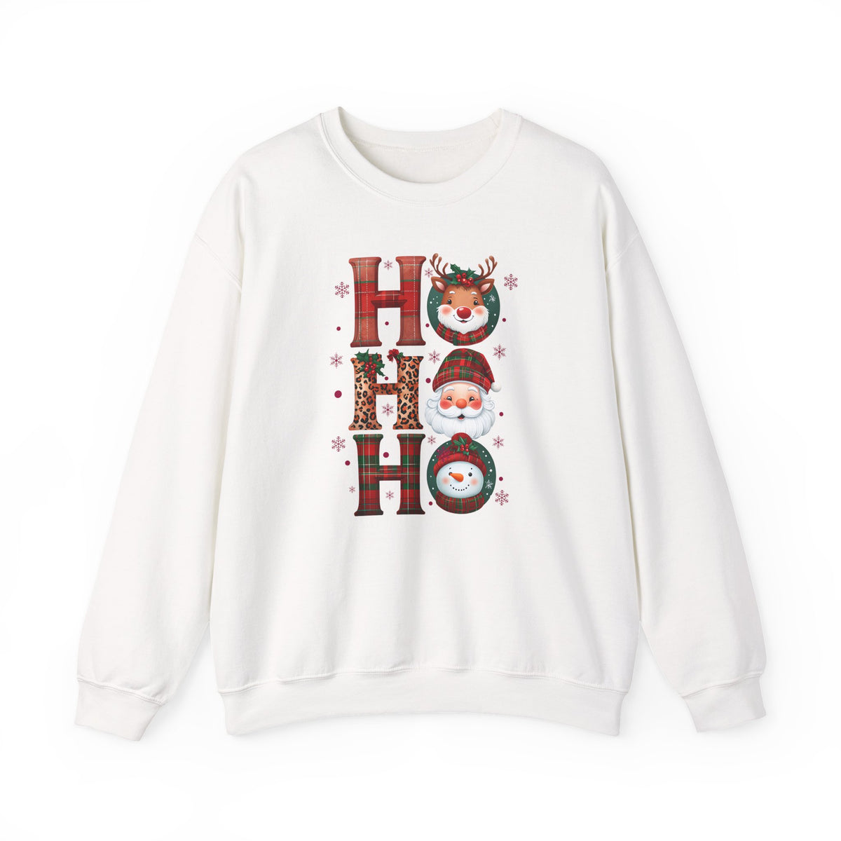 HOHOHO Christmas Characters Sweatshirt | Santa Reindeer Snowman Holiday Crewneck