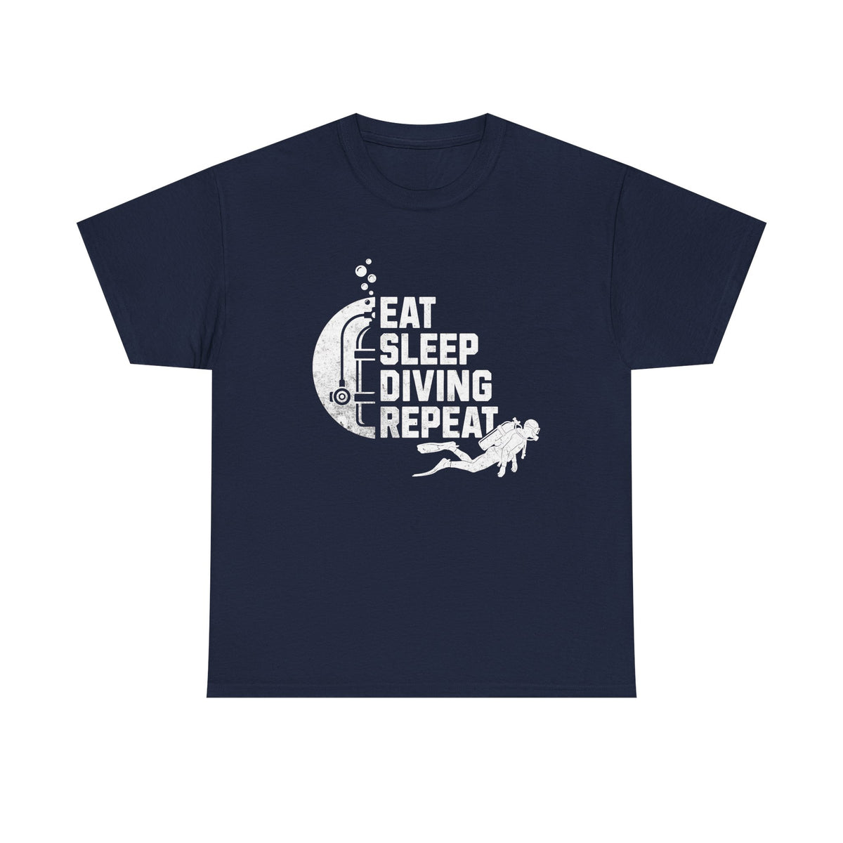 Eat Sleep Diving Repeat Tee | Scuba Diver Moon Graphic, Vintage Grunge T-shirt, Sports Lover, Unisex Tee, Gift, Casual Wear, Water Sports