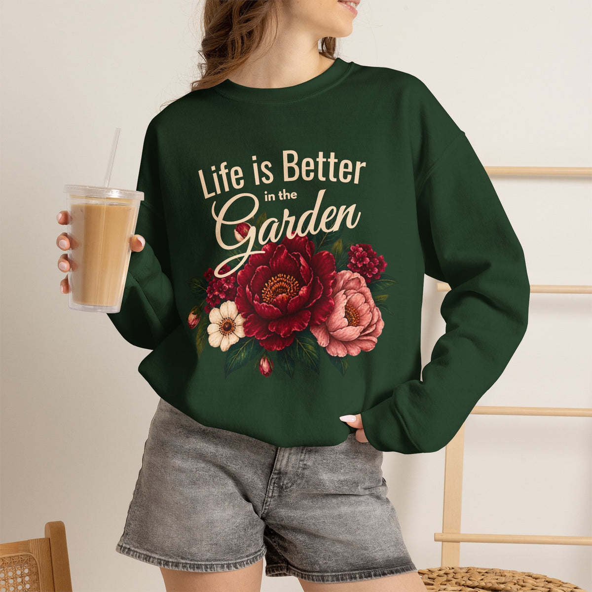 Life is Better in the Garden Sweatshirt, Floral Garden Shirt, Botanical Flower Sweatshirt, Gardener Gift, Nature Lover Shirt, Plant Mom Top