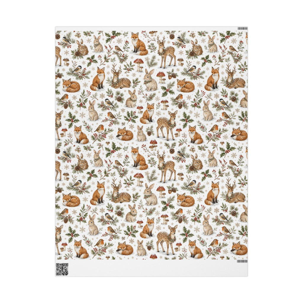 Woodland Deer and Pinecones Wrapping Paper | Holiday Gift Wrap Roll
