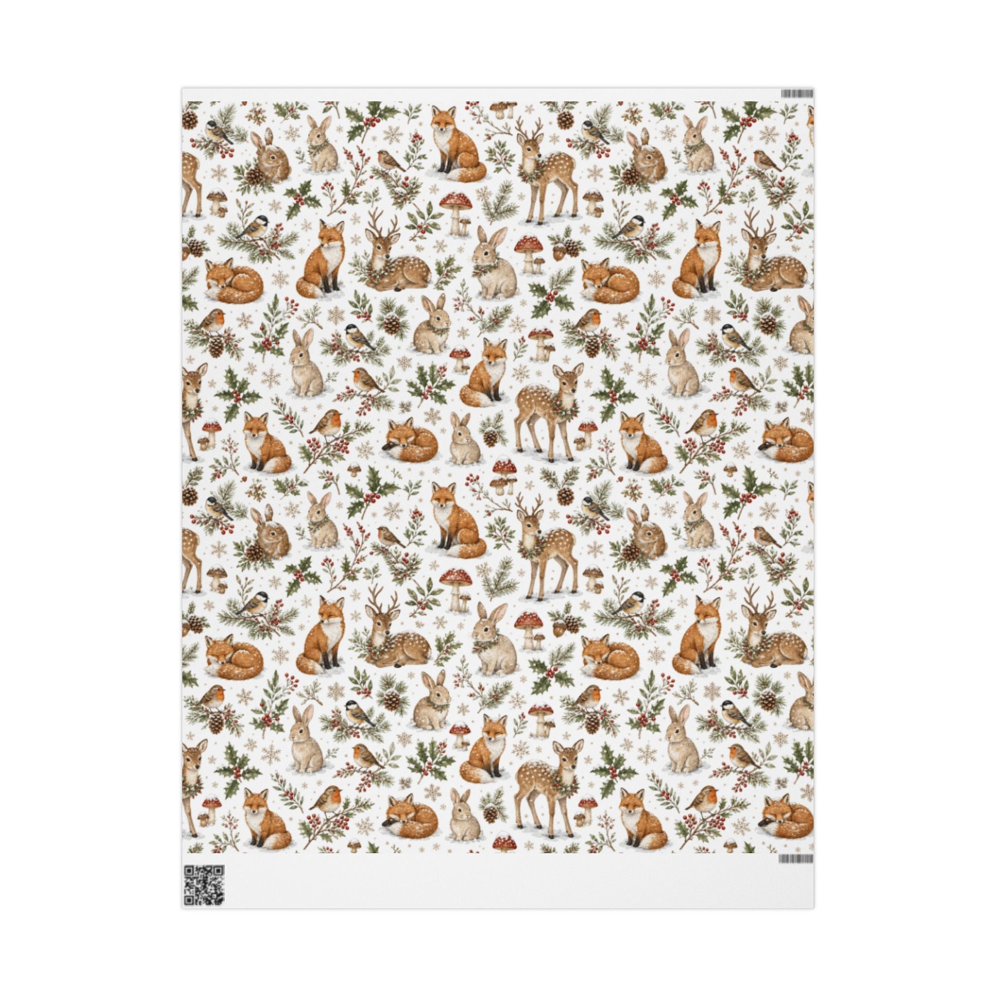 Woodland Deer and Pinecones Wrapping Paper | Holiday Gift Wrap Roll