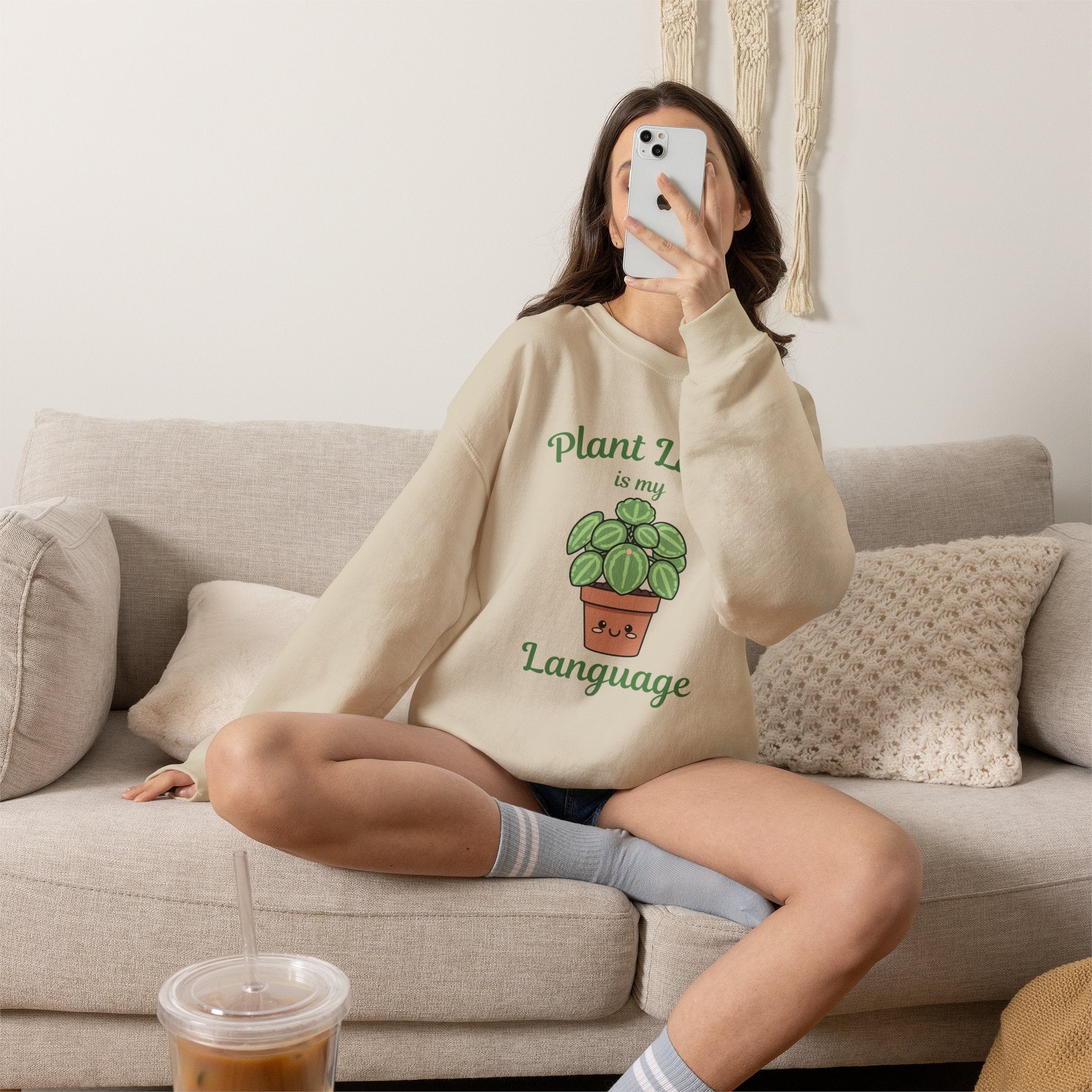 Plant Lady Is My Language Sweatshirt | Cute Succulent Plant Pot Sweatshirt | Funny Plant Lover Gift | Cottagecore Plant Mom Crewneck