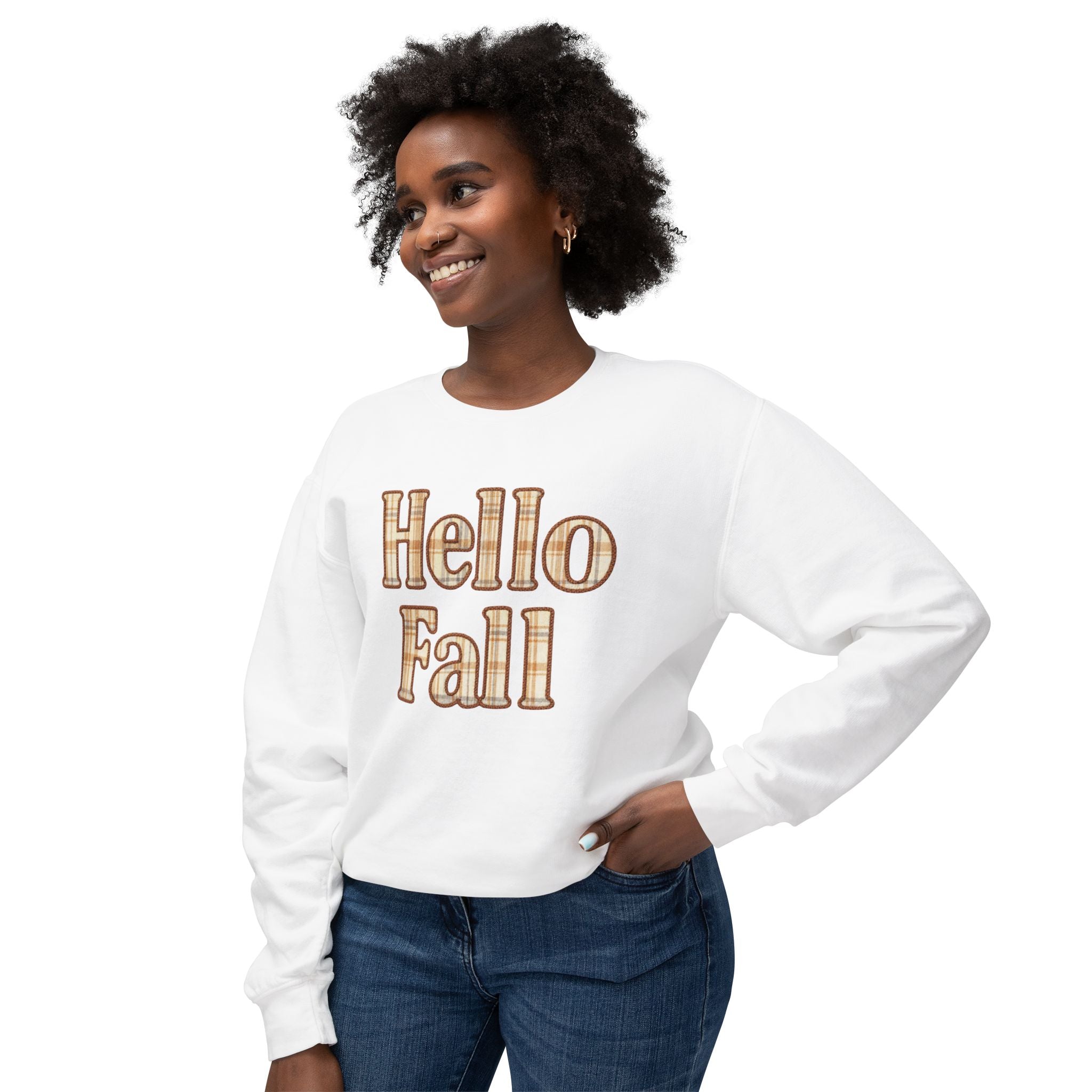 Hello Fall Plaid Design | Faux Embroidery Appliqué Fall Shirt Design