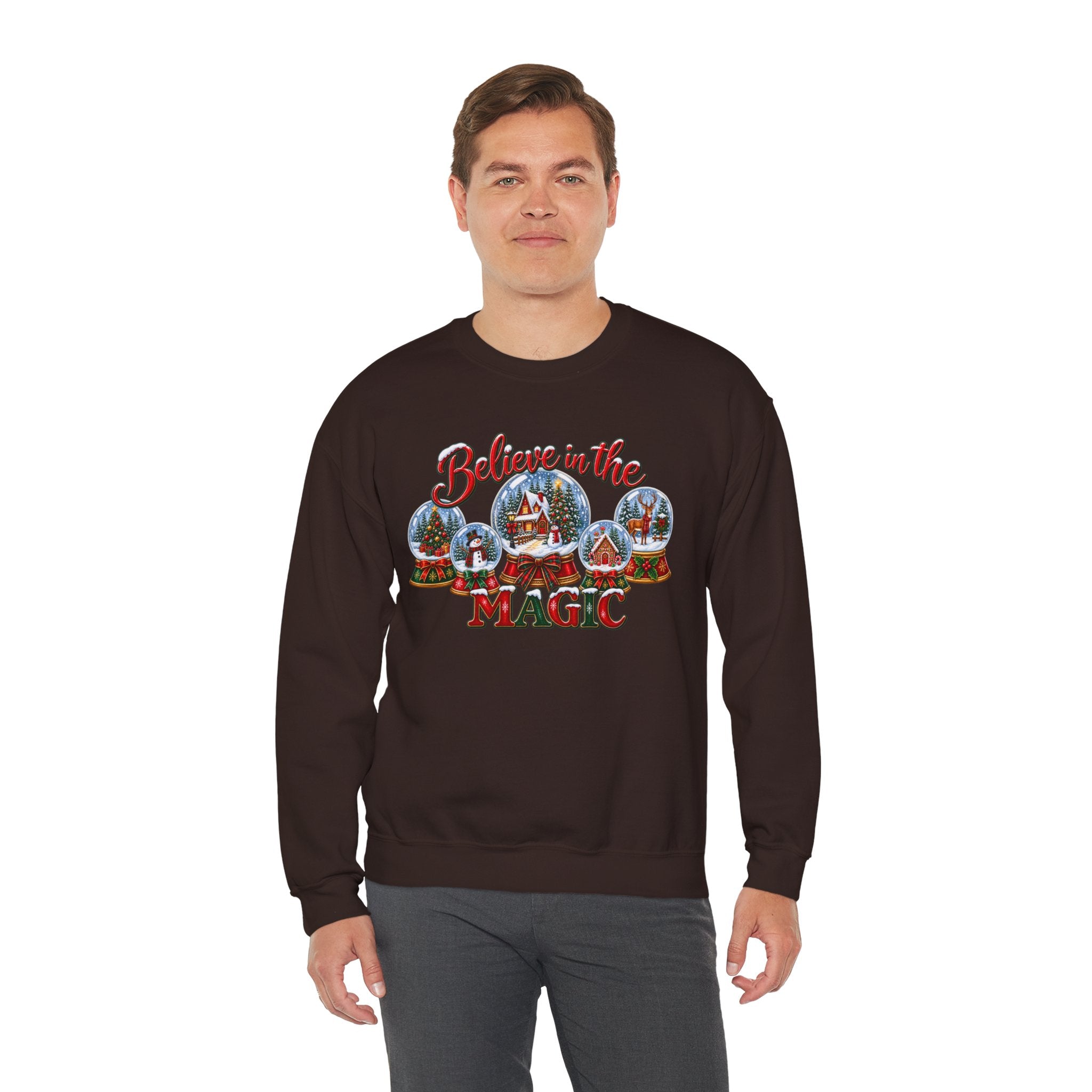 Believe in the Magic Sweatshirt, Christmas Snow Globe Sweatshirt, Retro Christmas Shirt, Winter Holiday Sweatshirt, Christmas Village Tee