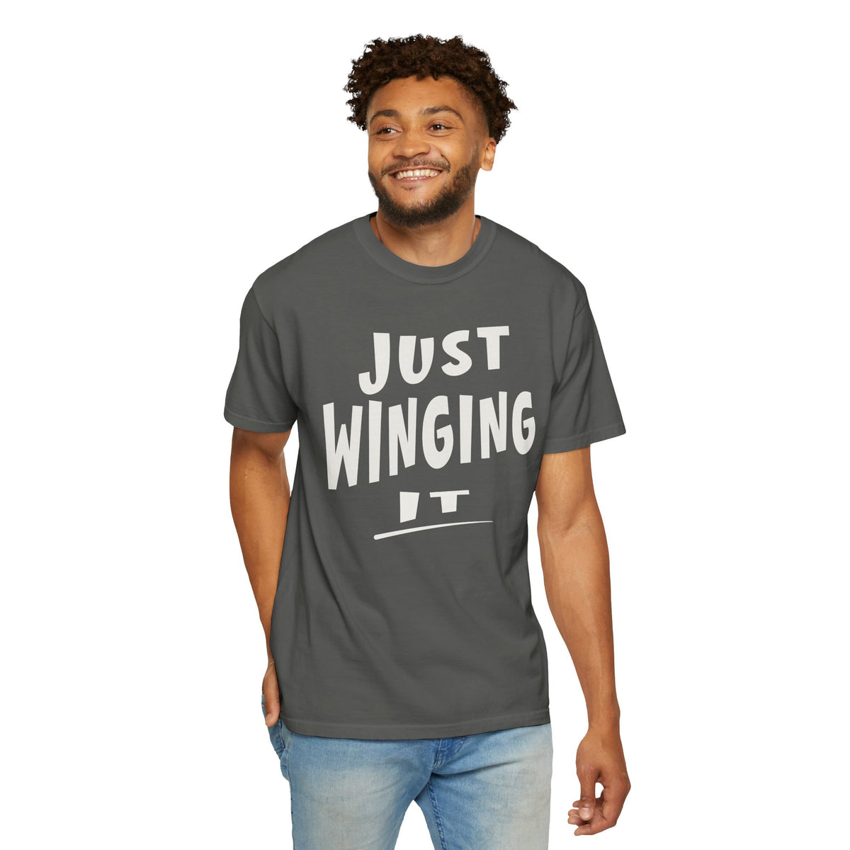 Just Winging It Shirt, Funny Graphic Tee, Oversized Fit T-Shirt, Sarcastic Quote Tee, Beach Vacation Shirt, Gift for Her, Mom Shirt