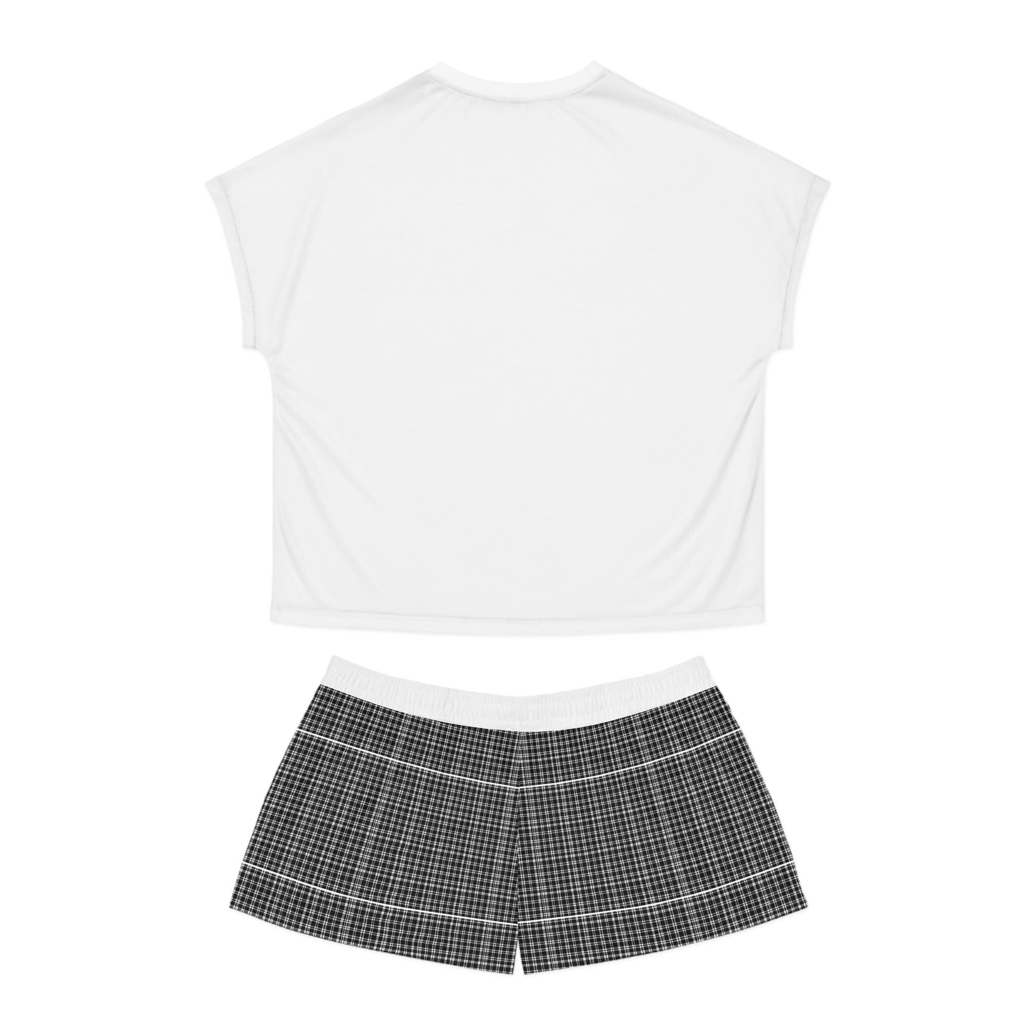 Book Nerd Black and White Plaid Pajama Set, Black and White Summer Pajama Set, Women Girl Pajama for Summer, Women Gift for a Book Lover