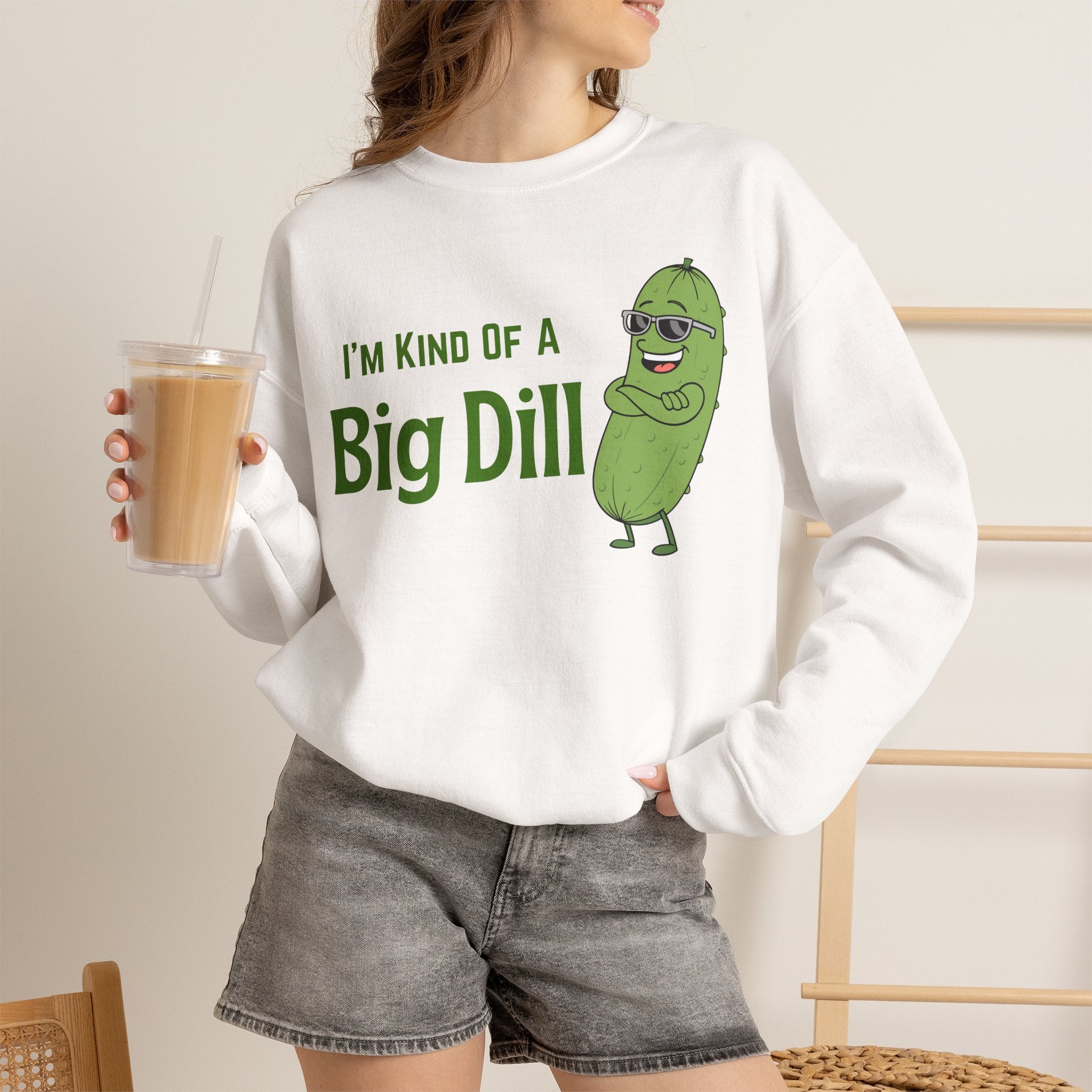 I'm Kind Of A Big Dill Sweatshirt, Funny Pickle Pun Crewneck, Sarcastic Foodie Gift, Cute Pickle Lover Shirt, Sand Unisex Sweatshirt Gift