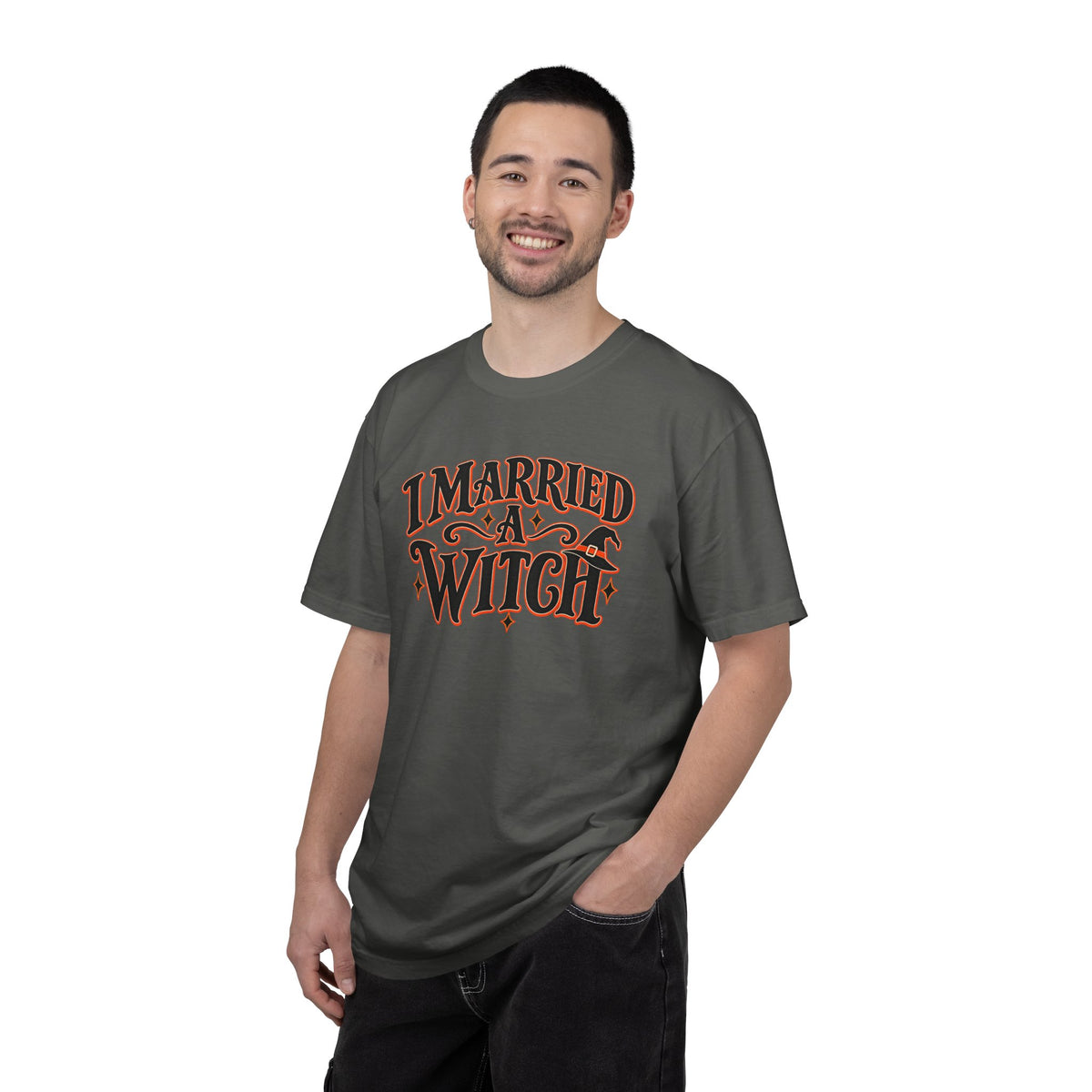 I Married A Witch Shirt, Funny Halloween Shirt, Witch Husband Shirt, Halloween Couple Shirt, Spooky Season Tee, Witchy Wife Gift for Him